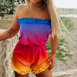 Colorfull Strapless Romper Shorts