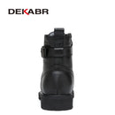 Genuine Leather Buckle Boots