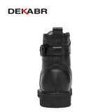 Genuine Leather Buckle Boots