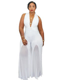 Plus Size Chiffon V Neck Romper