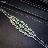 Sterling Silver Inlaid Natural Emerald Bracelet