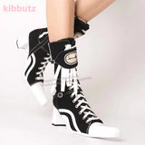 Square Toe Canvas Lace-Up  Boots