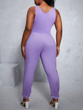 Plus Size Stretchy Drawstring Romper