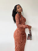 Long Sleeve Evening Party Dress