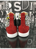 Striped Rhinestone Rivet High Top Sneakers