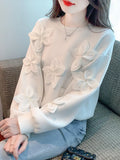 Beaded Floral Appliques Sweatshirt