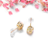 Natural Opal Real 14k Yellow Gold Stud Earring