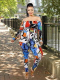 Plus Size Art Off Shoulder Romper