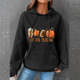 Drawstring Waffle Sweater Hoodie