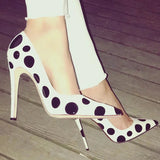 Black White Polka Dot High Heels