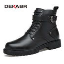 Genuine Leather Buckle Boots