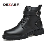 Genuine Leather Buckle Boots