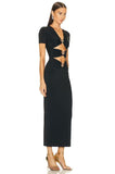 Metal Button Short Sleeve Dress