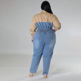 Plus Size Elegant Jeans Party Romper