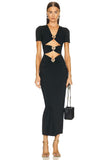 Metal Button Short Sleeve Dress