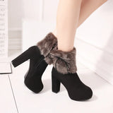 Round Toe Suede Zipper Boots
