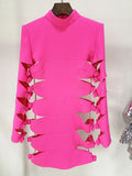 Cut Out Side Fluorescence Pink Dress