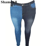 Plus Size Two Tone Color Jeans