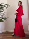 RED One Sleeve Long Dress