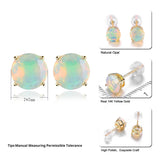 Natural Opal Real 14k Yellow Gold Stud Earring