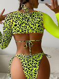 Yellow Leopard 3 Piece Bikini