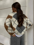 Casual Plaid Knitted Cardigan