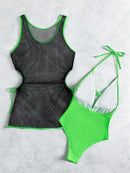 Halter Mesh Cover Up One Piece