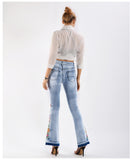 Side Flowers Stretch Sim-fit Jeans