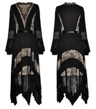 Lantern Sleeve Belt Lace Dress