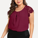 Plus Size  Lace Shoulder Top