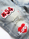Graffiti love Ripped Shorts