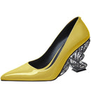 Butterfly Leather Pointed High Heels