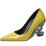 Butterfly Leather Pointed High Heels
