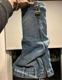 Washed Zipper BlueJeans Knee High Boots