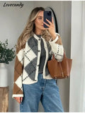 Casual Plaid Knitted Cardigan