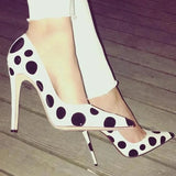 Black White Polka Dot High Heels