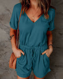 Casual Jogger Drawstring Romper Shorts