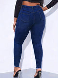 Plus Size Pearl Decor Jeans