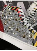 Striped Rhinestone Rivet High Top Sneakers