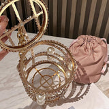 Rhinestones Metal Pearl Clutch