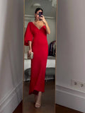 RED One Sleeve Long Dress
