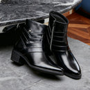Leather Zip Pointed Toe Boots