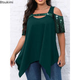 Plus SizeSoft Sequin Blouse Top