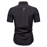 Punk  Rivet Short Sleeve Dress Shirt