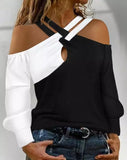 Black And White Crisscross Blouse