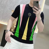 O-Neck Loose Short Sleeve Striped Shirt Top
