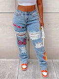 Plus Size Butterfly Juice Ripped Jeans