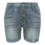 Mid Waist 5 Button Jean Shorts
