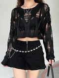 Perforated Hollow Knitted Top