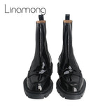 Patent Leather Round Toe Boots